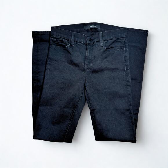 📸 J Brand Mid Rise Rail Vanity Jeans Size 27 | Black Wash Straight Leg - Picture 2 of 4